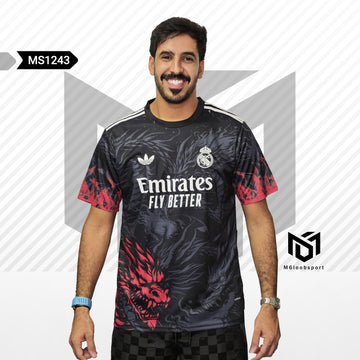Real Madrid 24/25 dragon edition black And red (Fans jersey)